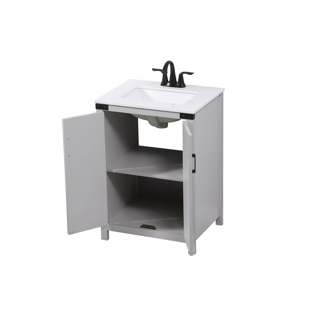 24 Inch Single Bathroom Vanity In Grey - View 5 - Joshua Marshal