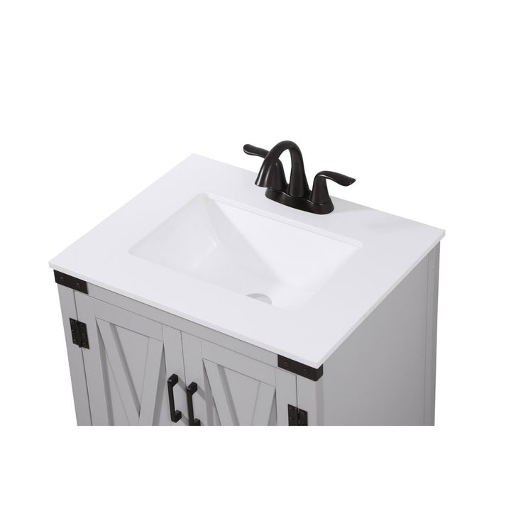 24 Inch Single Bathroom Vanity In Grey - View 6 - Joshua Marshal