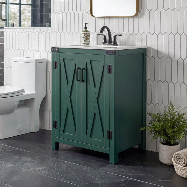24 Inch Single Bathroom Vanity In Green Green Finish - KITCHEN & BATH by Joshua Marshal