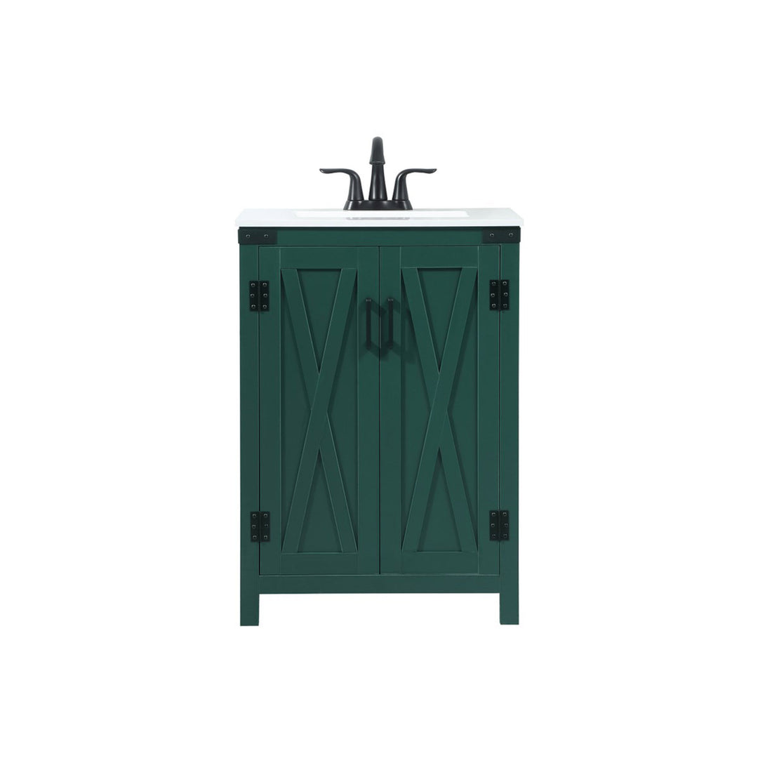 24 Inch Single Bathroom Vanity In Green - View 3 - Joshua Marshal