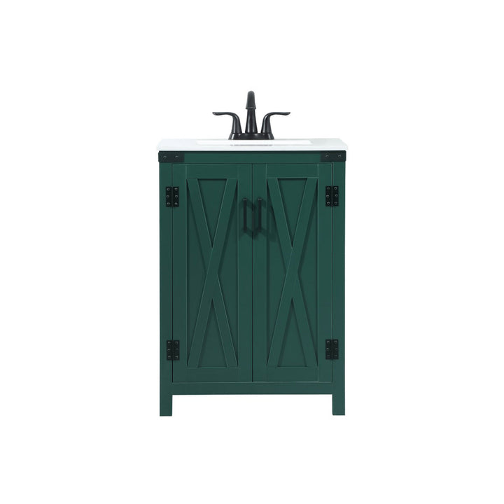 24 Inch Single Bathroom Vanity In Green - View 3 - Joshua Marshal