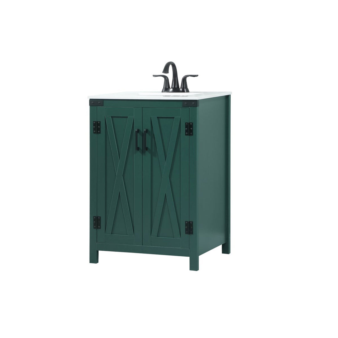 24 Inch Single Bathroom Vanity In Green - View 4 - Joshua Marshal