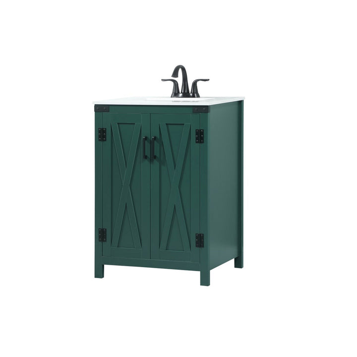 24 Inch Single Bathroom Vanity In Green - View 4 - Joshua Marshal