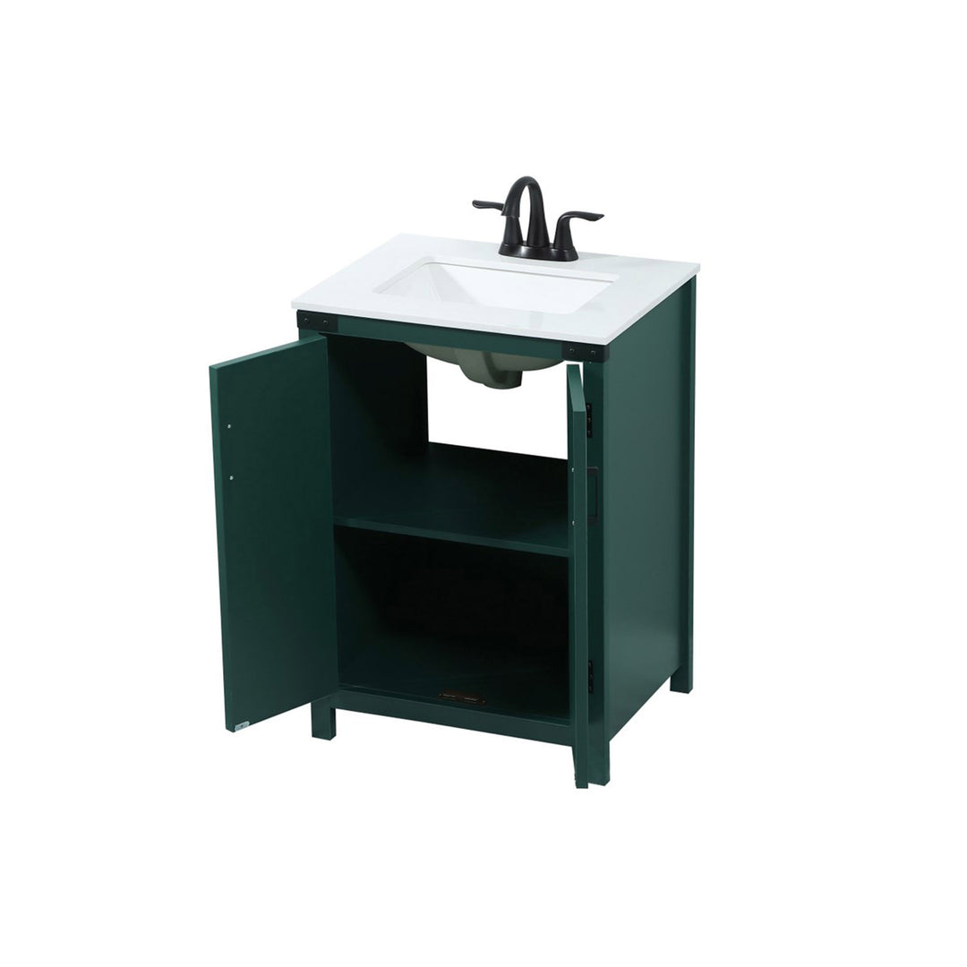 24 Inch Single Bathroom Vanity In Green - View 5 - Joshua Marshal