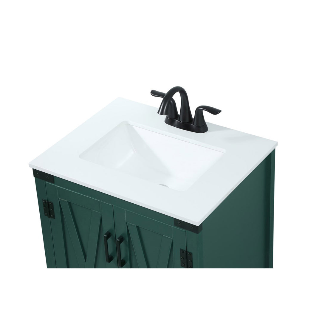 24 Inch Single Bathroom Vanity In Green - View 6 - Joshua Marshal