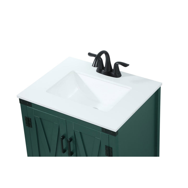 24 Inch Single Bathroom Vanity In Green - View 6 - Joshua Marshal