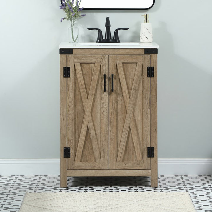 24 Inch Single Bathroom Vanity In Natural Oak Natural Oak Finish - KITCHEN & BATH by Joshua Marshal