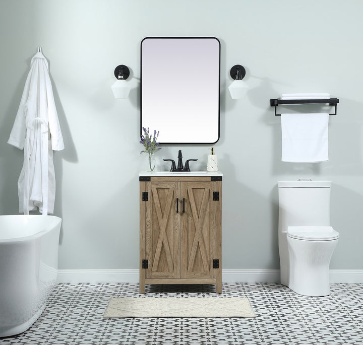 24 Inch Single Bathroom Vanity In Natural Oak - View 2 - Joshua Marshal