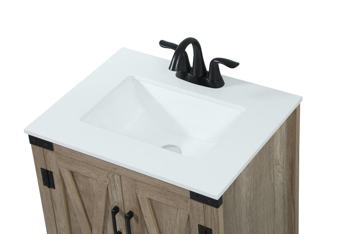 24 Inch Single Bathroom Vanity In Natural Oak - View 6 - Joshua Marshal