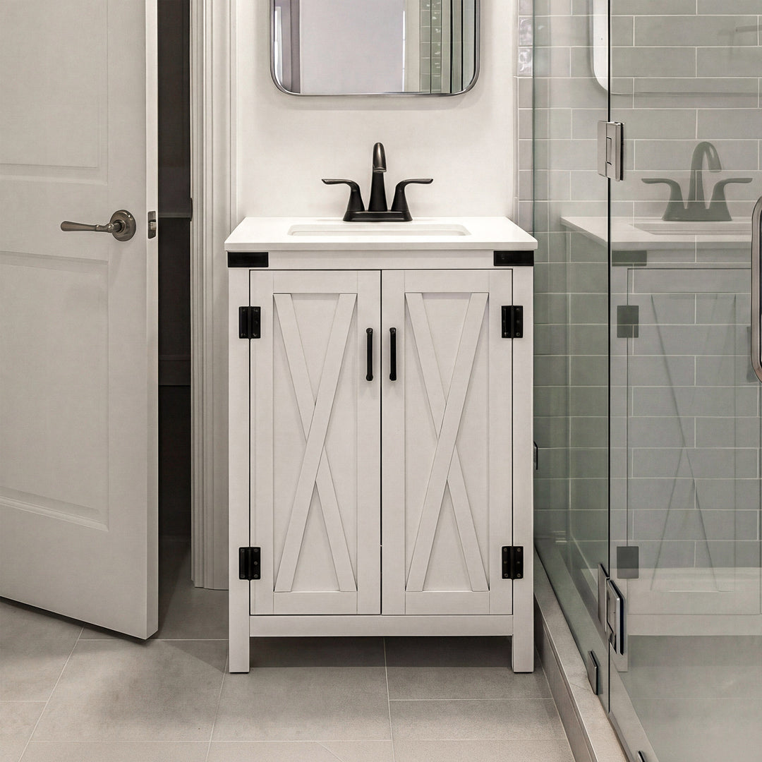 24 Inch Single Bathroom Vanity In White White Finish - KITCHEN & BATH by Joshua Marshal