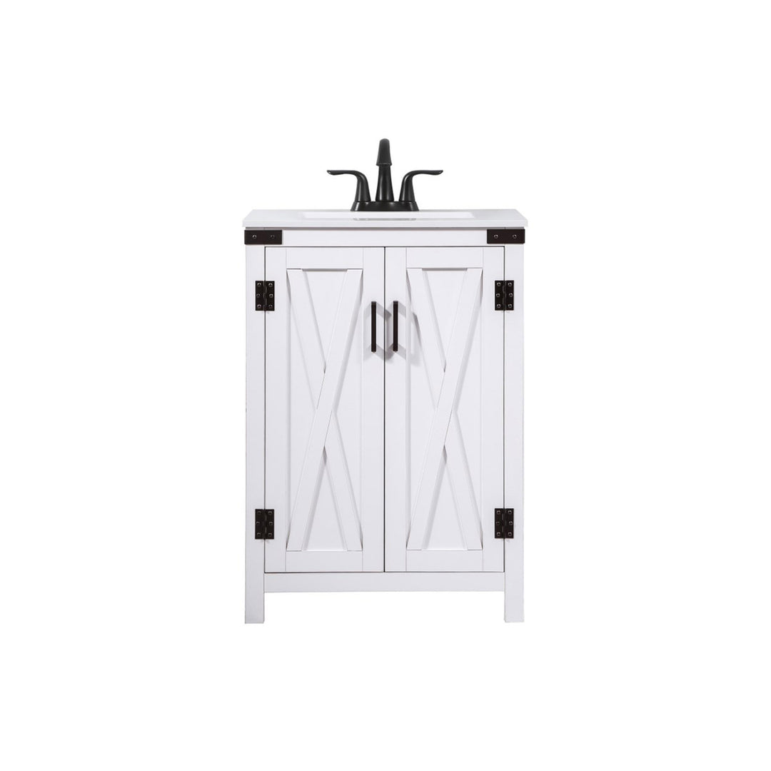 24 Inch Single Bathroom Vanity In White - View 3 - Joshua Marshal