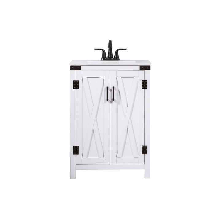 24 Inch Single Bathroom Vanity In White - View 3 - Joshua Marshal