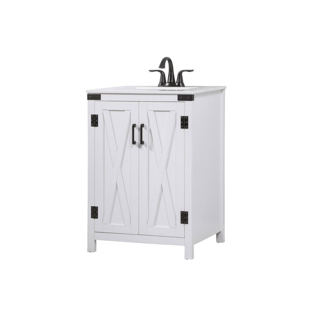 24 Inch Single Bathroom Vanity In White - View 4 - Joshua Marshal