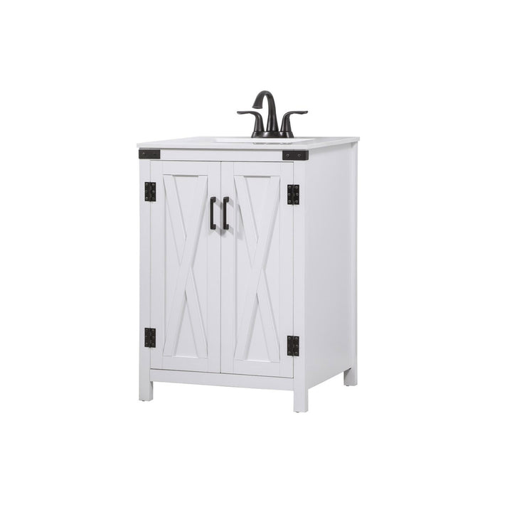 24 Inch Single Bathroom Vanity In White - View 4 - Joshua Marshal