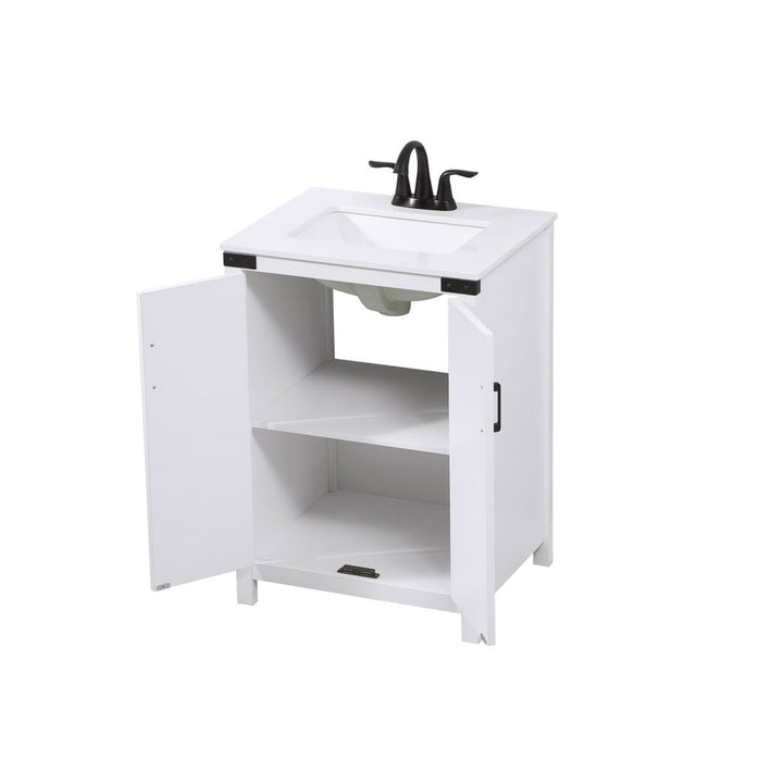 24 Inch Single Bathroom Vanity In White - View 5 - Joshua Marshal