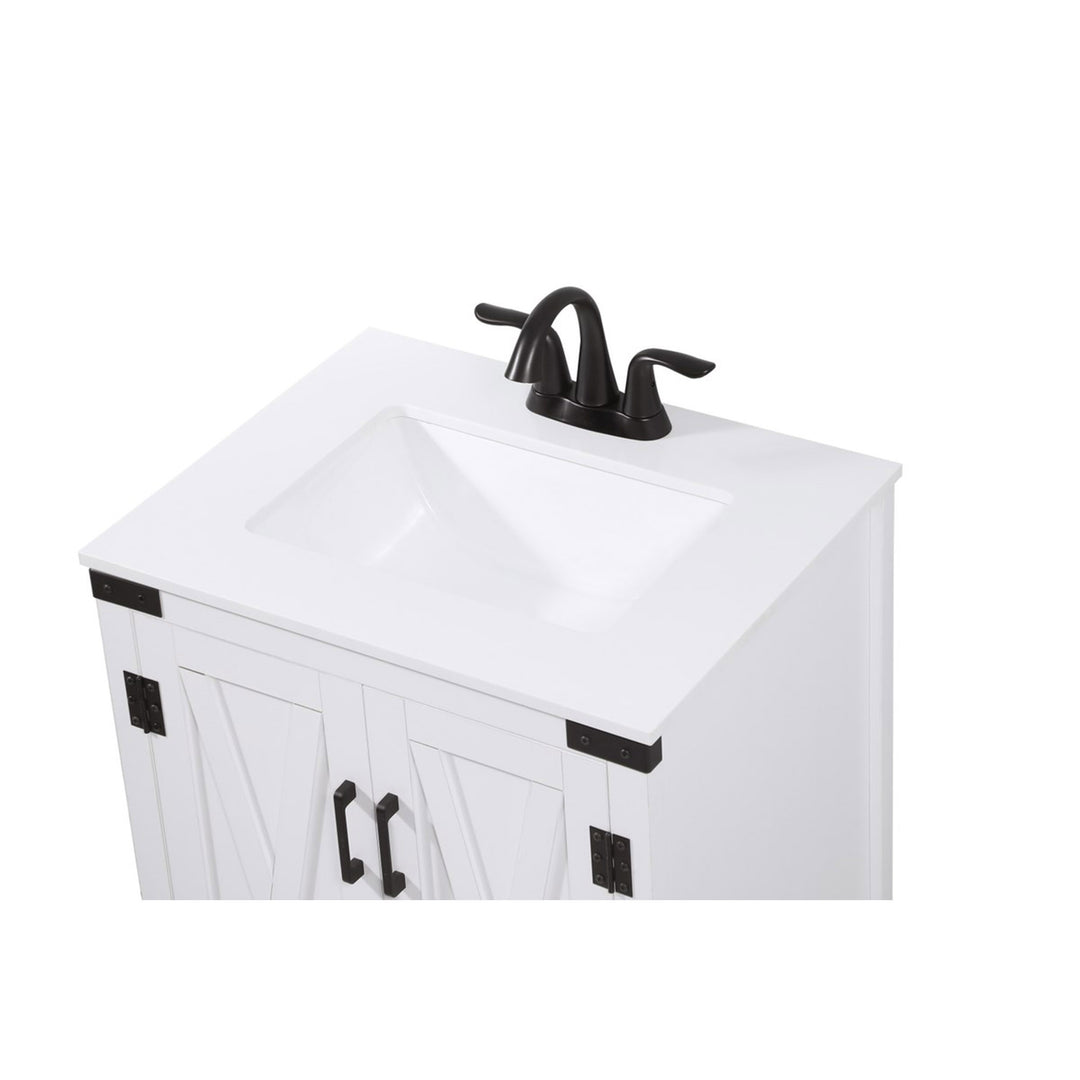24 Inch Single Bathroom Vanity In White - View 6 - Joshua Marshal