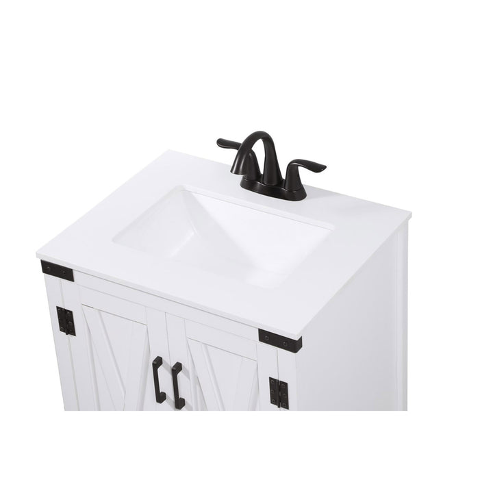 24 Inch Single Bathroom Vanity In White - View 6 - Joshua Marshal
