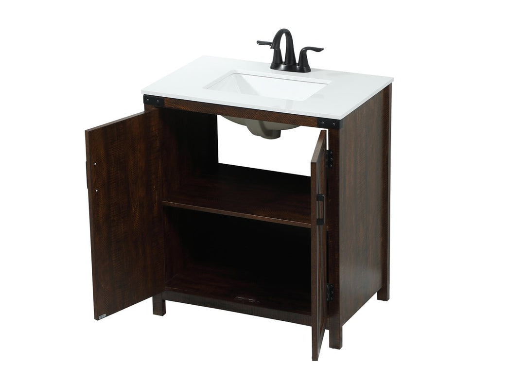 30 Inch Single Bathroom Vanity In Expresso - View 5 - Joshua Marshal