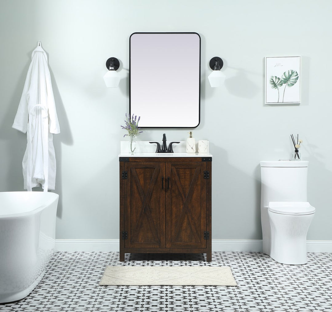 30 Inch Single Bathroom Vanity In Expresso With Backsplash - View 2 - Joshua Marshal