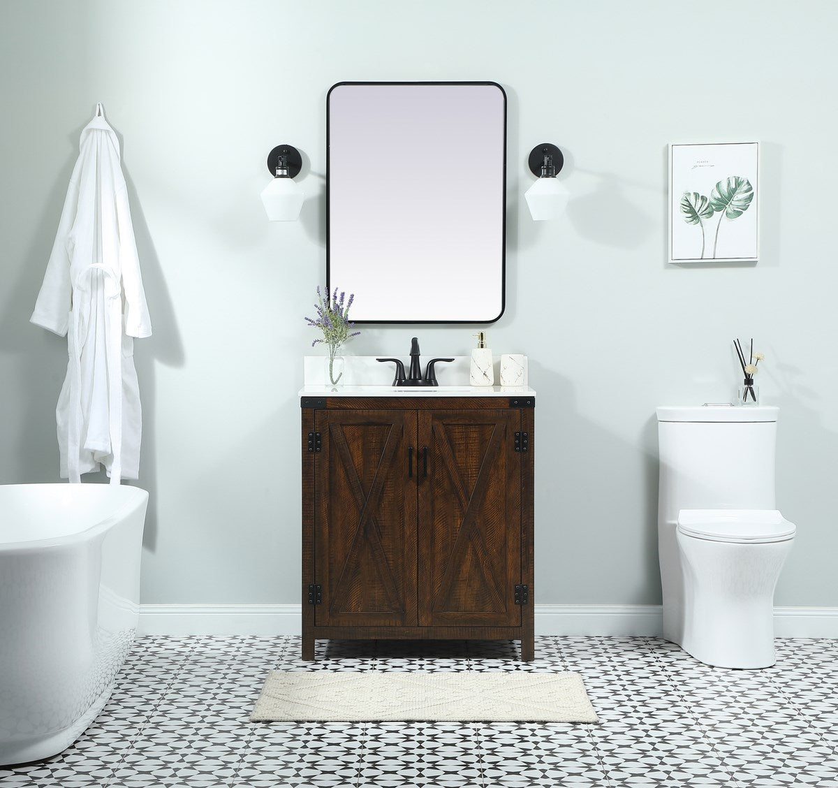30 Inch Single Bathroom Vanity In Expresso With Backsplash - View 2 - Joshua Marshal