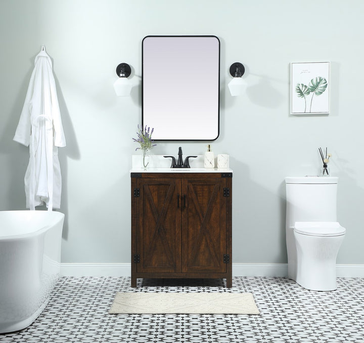 30 Inch Single Bathroom Vanity In Expresso With Backsplash - View 2 - Joshua Marshal