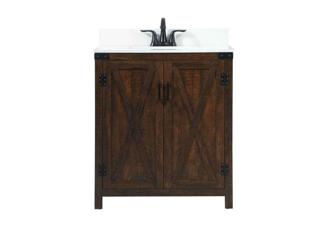 30 Inch Single Bathroom Vanity In Expresso With Backsplash - View 3 - Joshua Marshal