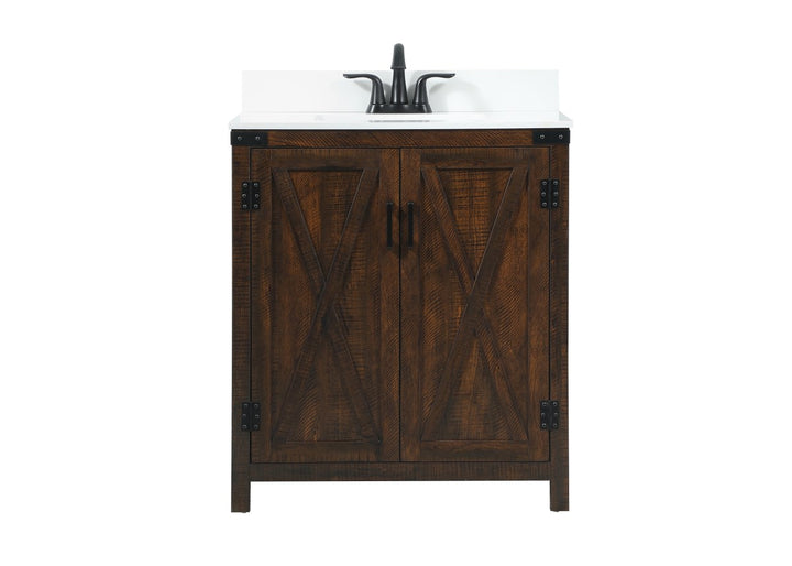 30 Inch Single Bathroom Vanity In Expresso With Backsplash - View 3 - Joshua Marshal
