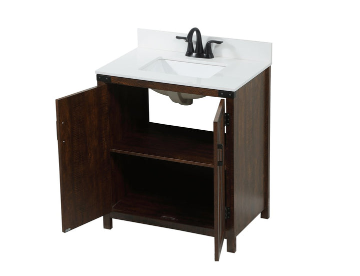 30 Inch Single Bathroom Vanity In Expresso With Backsplash - View 4 - Joshua Marshal
