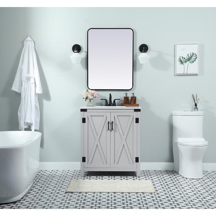 30 Inch Single Bathroom Vanity In Grey - View 2 - Joshua Marshal