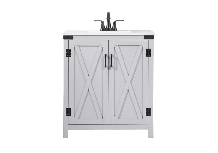 30 Inch Single Bathroom Vanity In Grey - View 3 - Joshua Marshal