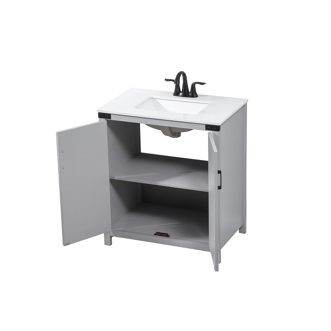 30 Inch Single Bathroom Vanity In Grey - View 4 - Joshua Marshal