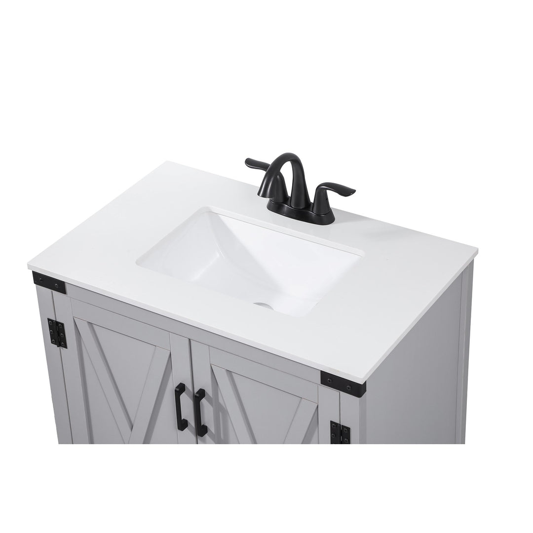 30 Inch Single Bathroom Vanity In Grey - View 5 - Joshua Marshal
