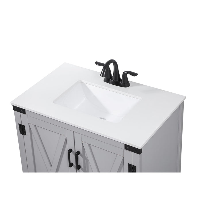 30 Inch Single Bathroom Vanity In Grey - View 5 - Joshua Marshal