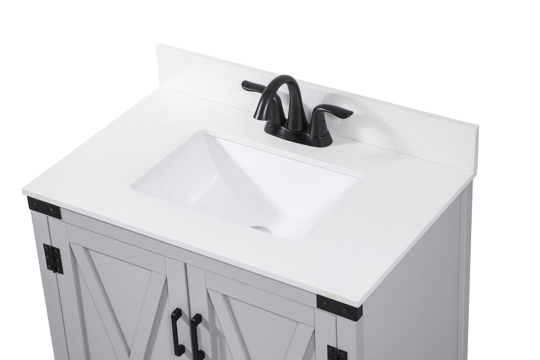 30 Inch Single Bathroom Vanity In Grey With Backsplash - View 6 - Joshua Marshal