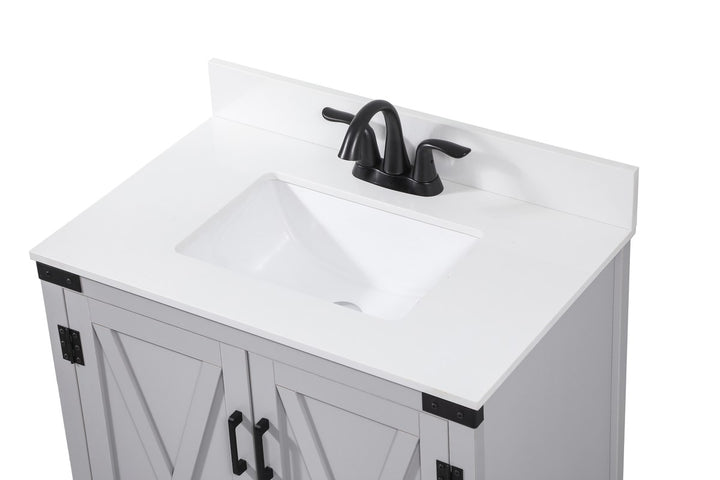 30 Inch Single Bathroom Vanity In Grey With Backsplash - View 6 - Joshua Marshal