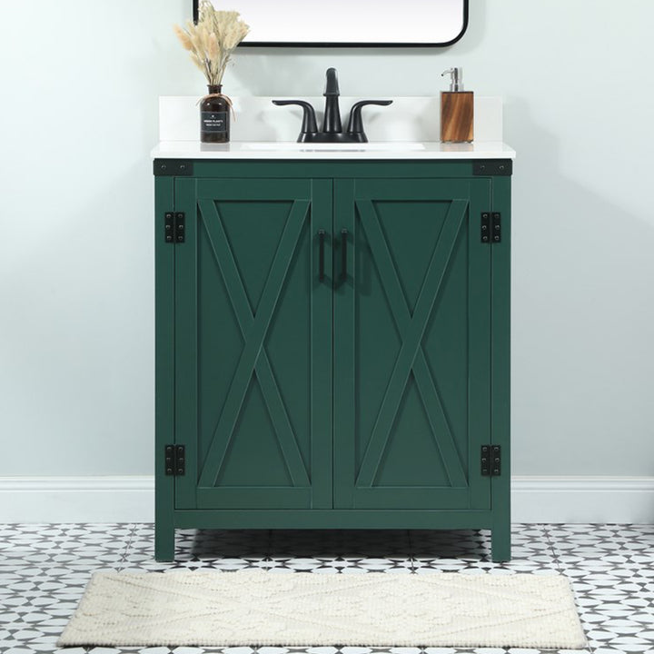 30 Inch Single Bathroom Vanity In Green Green Finish - KITCHEN & BATH by Joshua Marshal