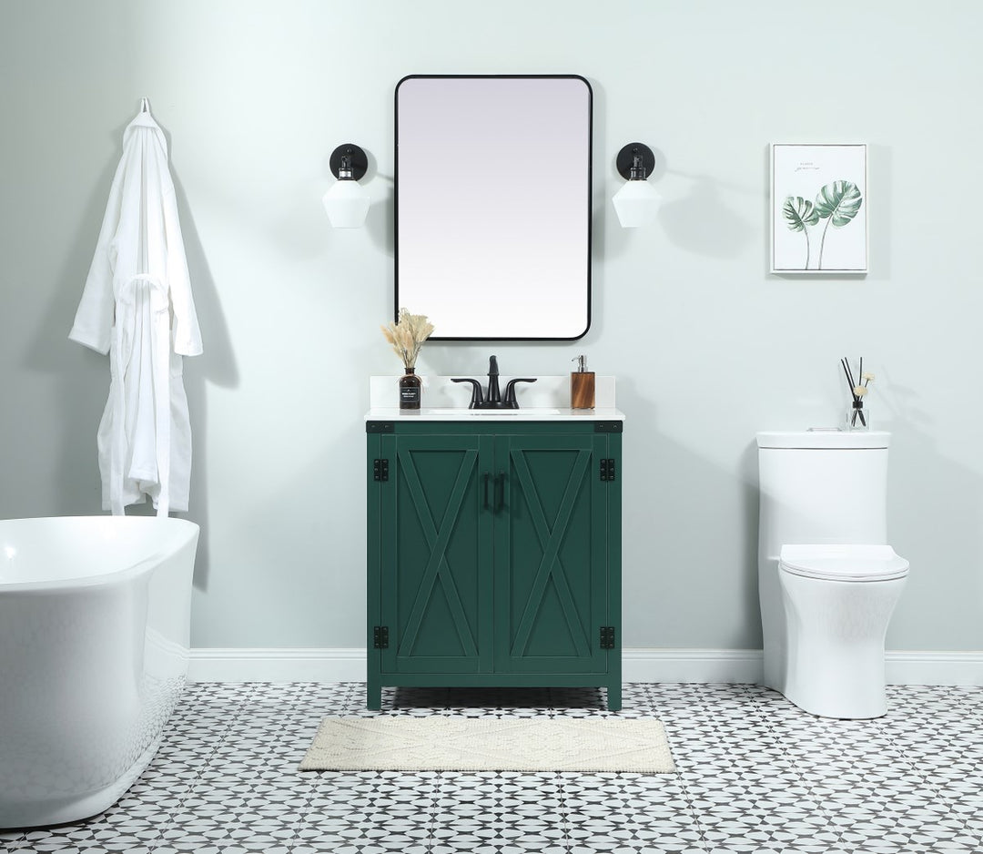30 Inch Single Bathroom Vanity In Green - View 2 - Joshua Marshal