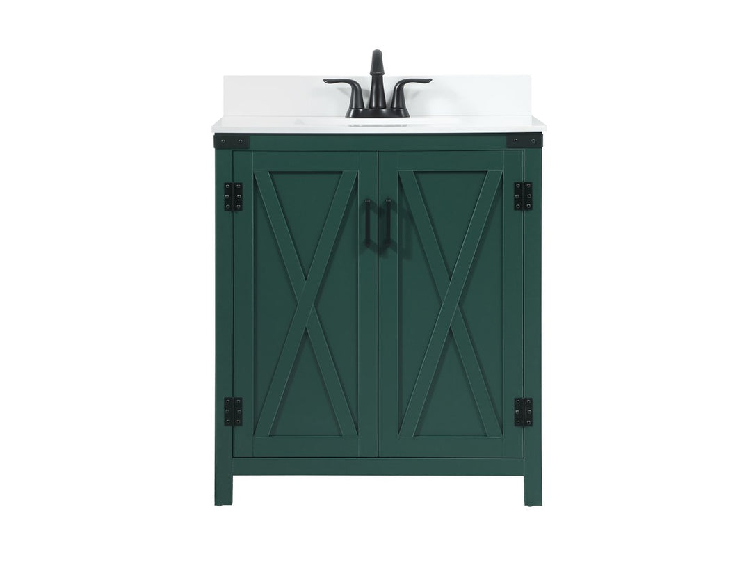 30 Inch Single Bathroom Vanity In Green - View 3 - Joshua Marshal