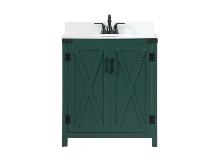30 Inch Single Bathroom Vanity In Green - View 3 - Joshua Marshal