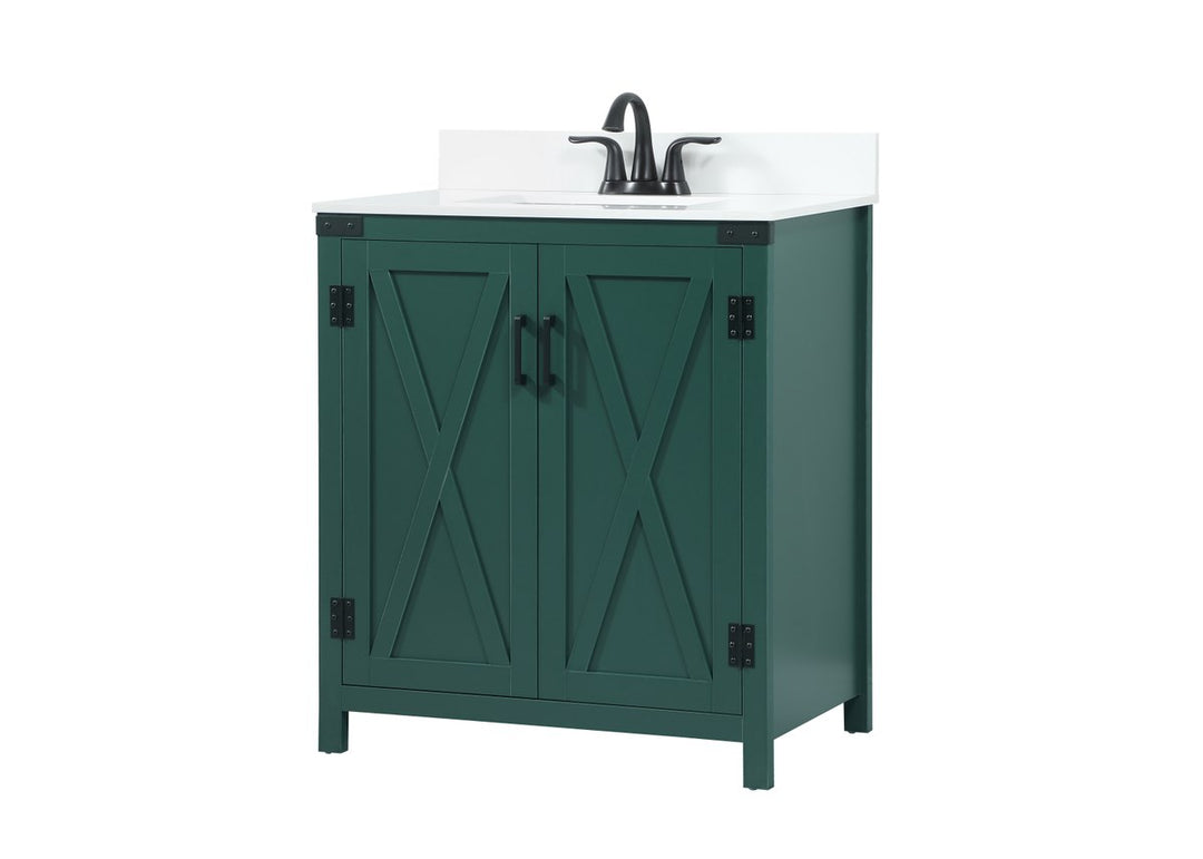 30 Inch Single Bathroom Vanity In Green - View 4 - Joshua Marshal