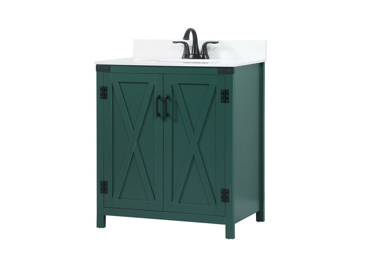 30 Inch Single Bathroom Vanity In Green - View 4 - Joshua Marshal
