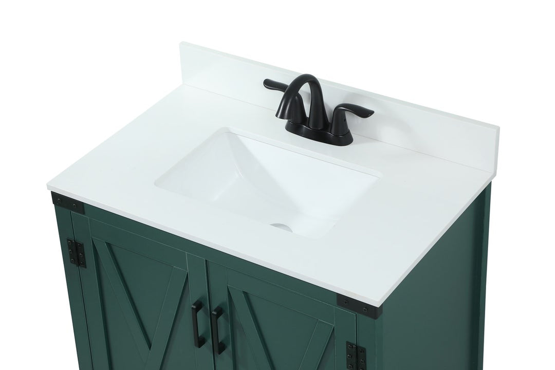 30 Inch Single Bathroom Vanity In Green - View 6 - Joshua Marshal