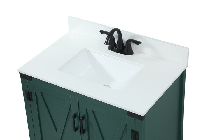 30 Inch Single Bathroom Vanity In Green - View 6 - Joshua Marshal