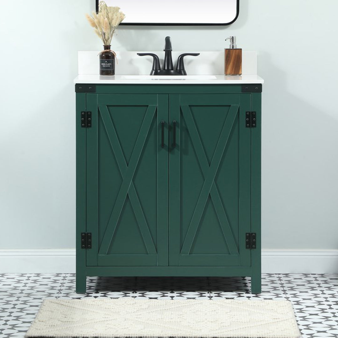 30 Inch Single Bathroom Vanity In Green With Backsplash Green Finish - KITCHEN & BATH by Joshua Marshal