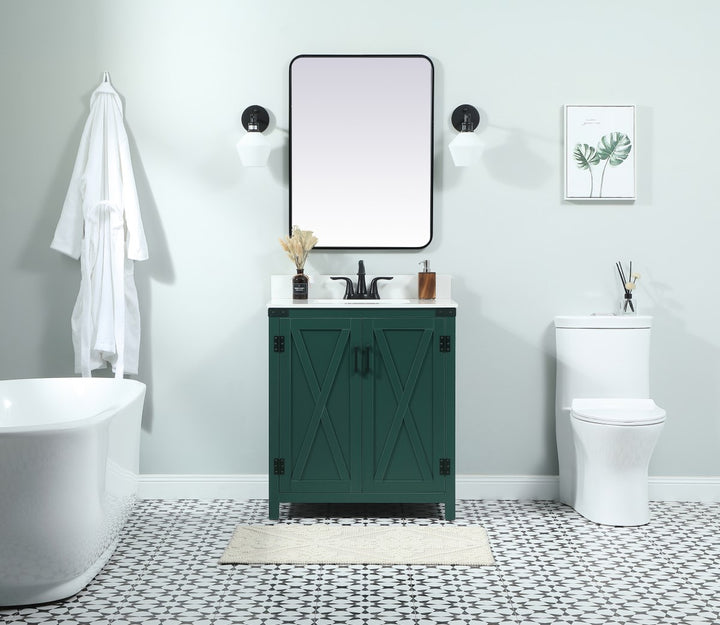 30 Inch Single Bathroom Vanity In Green With Backsplash - View 2 - Joshua Marshal