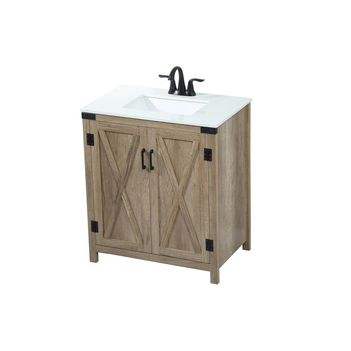 30 Inch Single Bathroom Vanity In Natural Oak - View 4 - Joshua Marshal