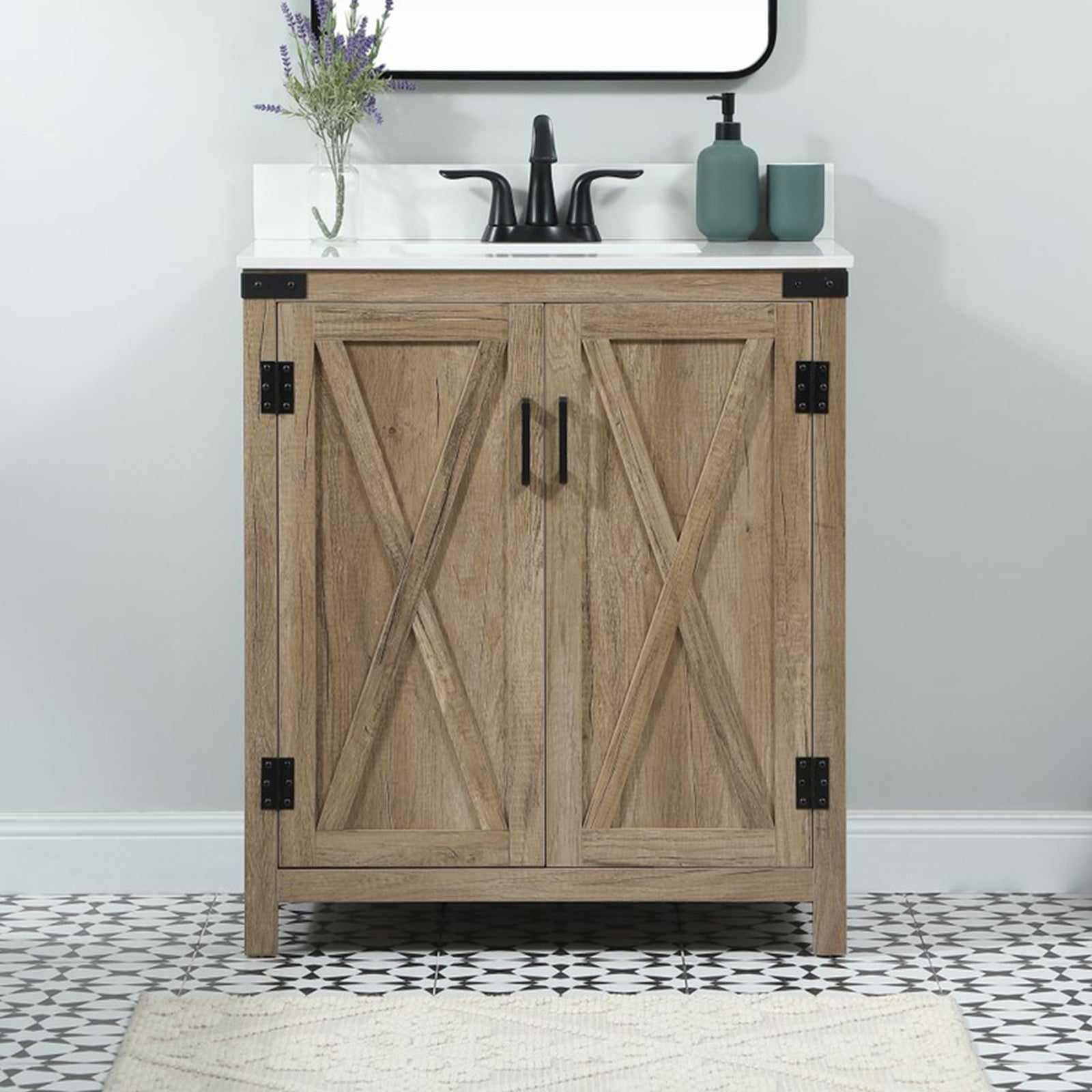 30 Inch Single Bathroom Vanity In Natural Oak With Backsplash Natural Oak Finish - KITCHEN & BATH by Joshua Marshal