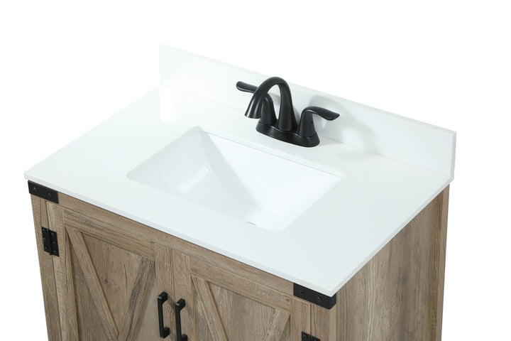 30 Inch Single Bathroom Vanity In Natural Oak With Backsplash - View 5 - Joshua Marshal