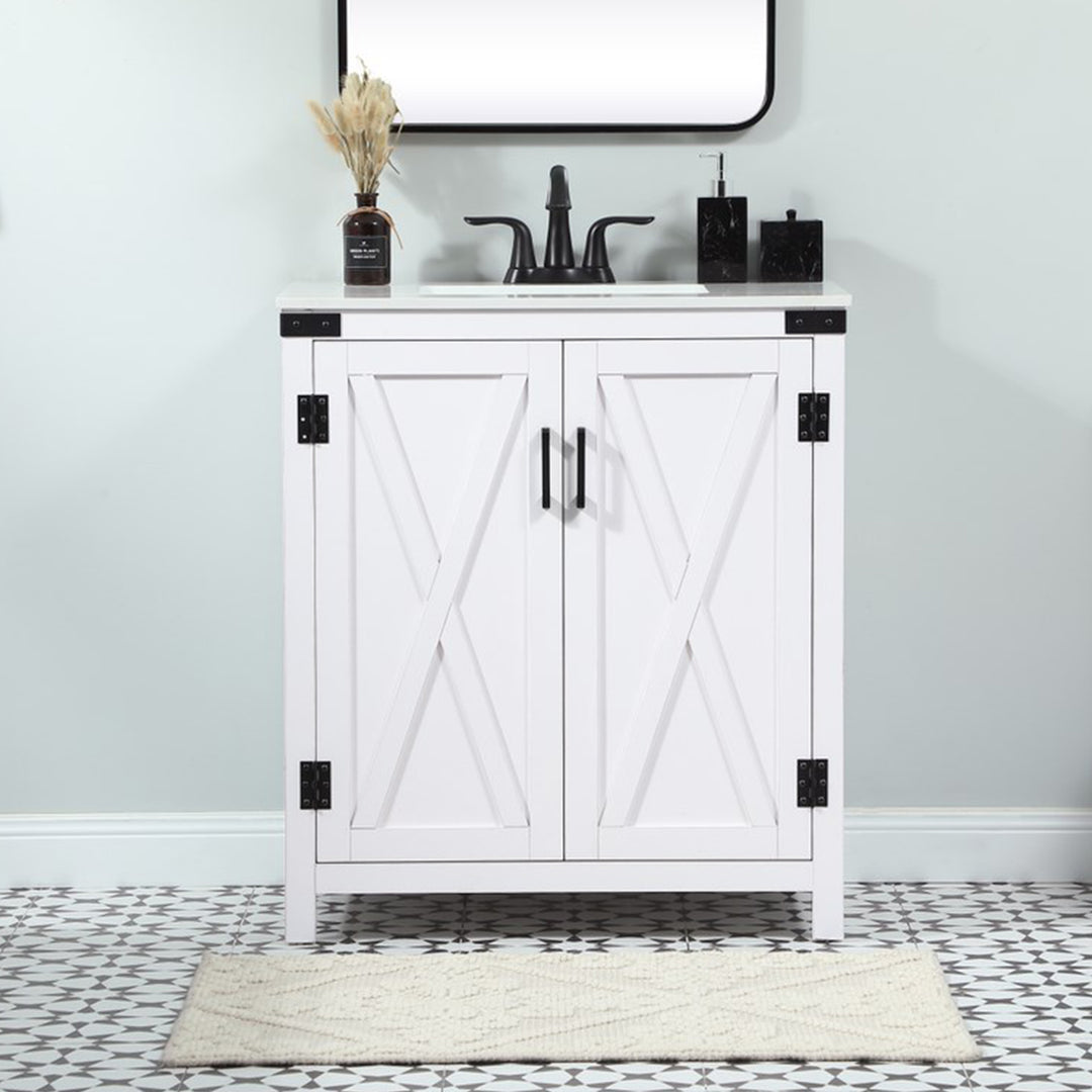 30 Inch Single Bathroom Vanity In White White Finish - KITCHEN & BATH by Joshua Marshal