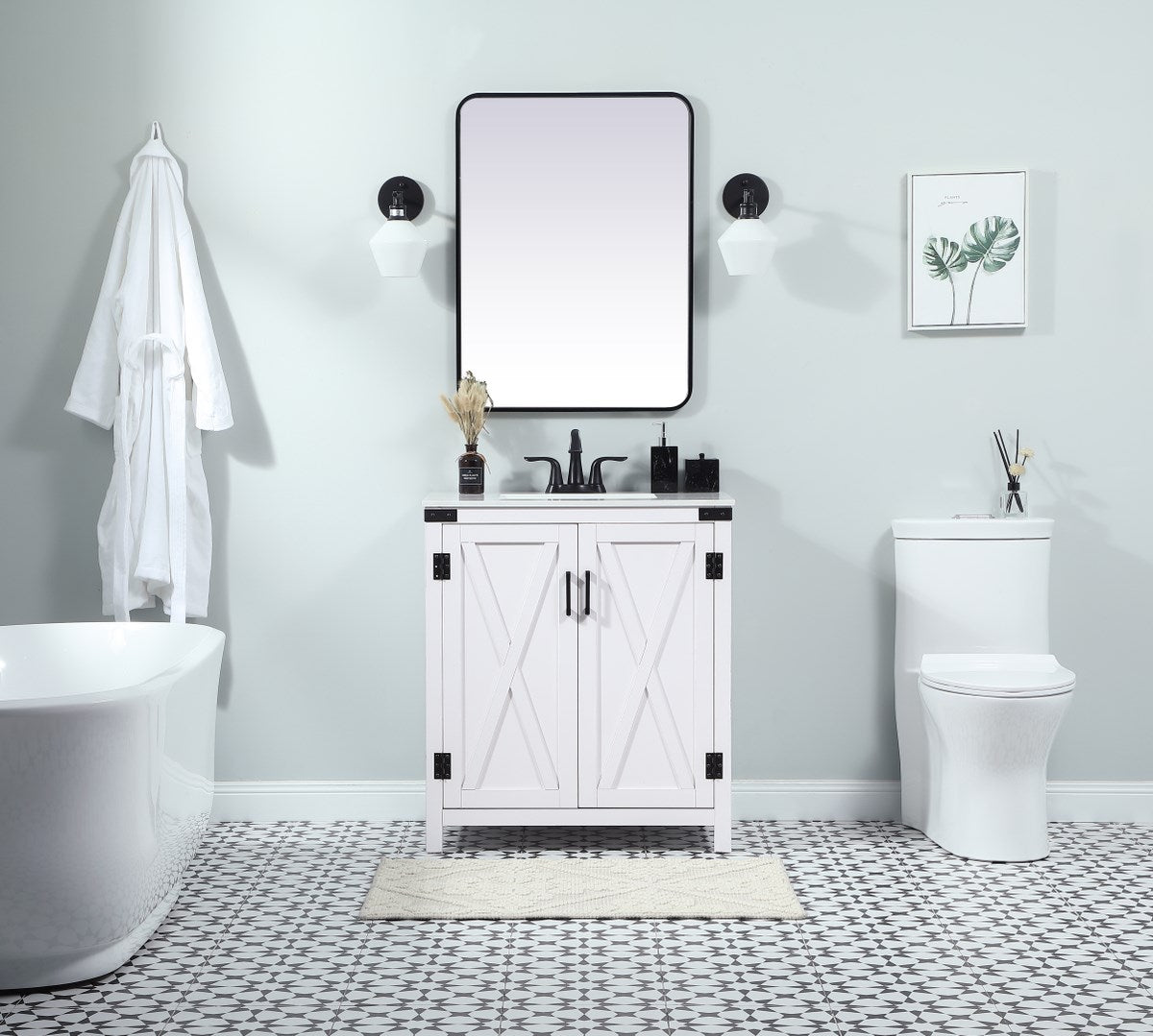 30 Inch Single Bathroom Vanity In White - View 2 - Joshua Marshal